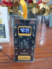 Transparent Power Bank 20000mAh – Fast Charging Portable Charger with Digital Display & Emergency LED Light | See-Through Design for Travel & Outdoor Use