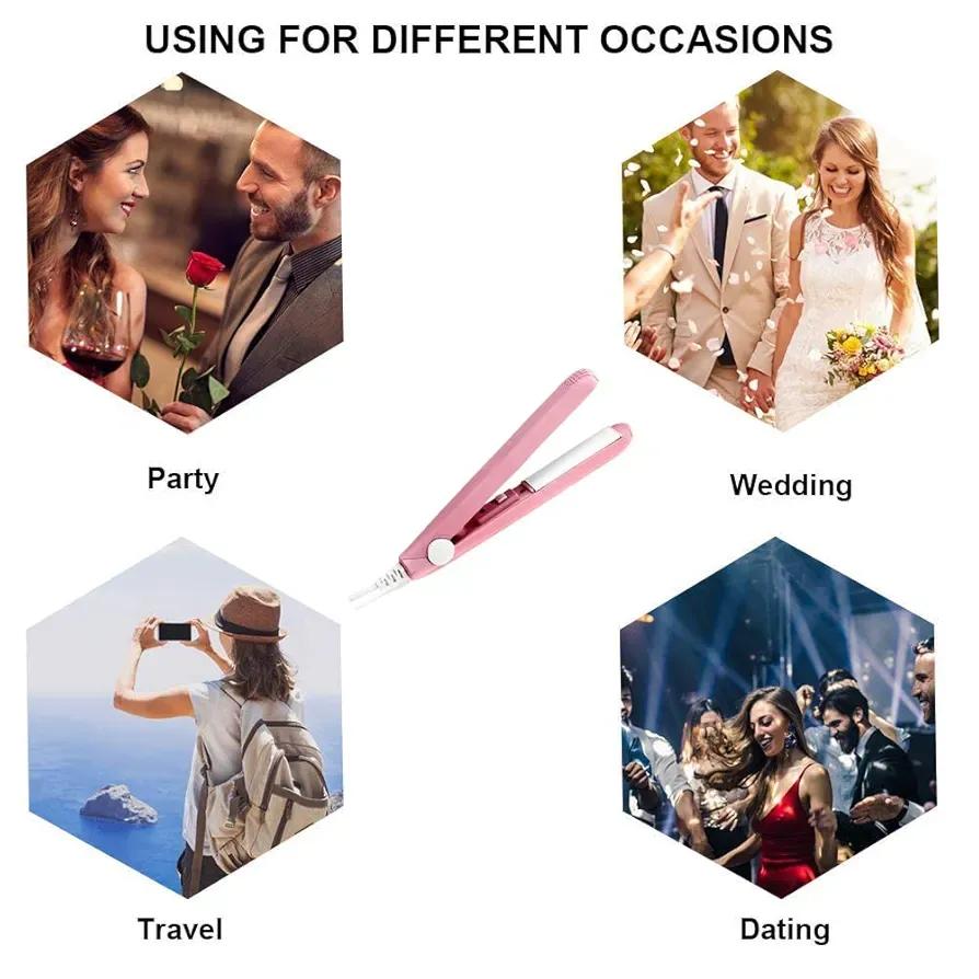 Portable 2-in-1 Hair Straightener & Curler – Ceramic Thermostatic Flat Iron for Wet & Dry Hair Styling | Ideal for Travel & Everyday Use (Random Color)