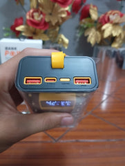 Transparent Power Bank 20000mAh – Fast Charging Portable Charger with Digital Display & Emergency LED Light | See-Through Design for Travel & Outdoor Use